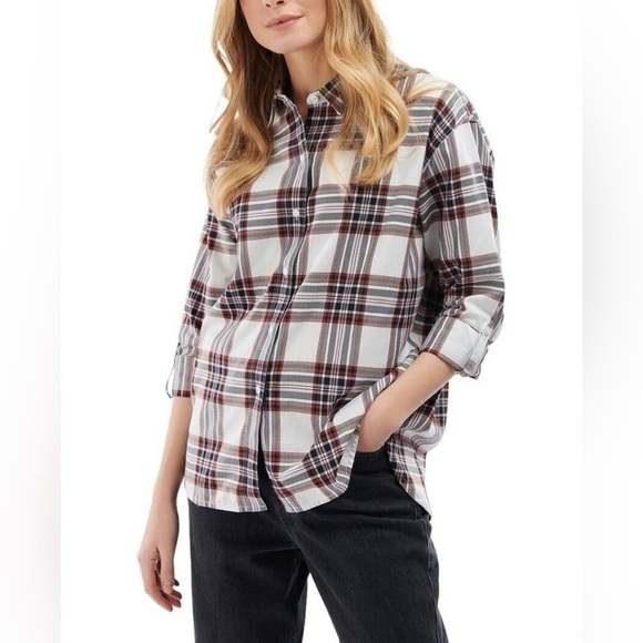 Barbour Bethwin Cloud Check Plaid Button Front Shirt, NWT - Picture 7 of 14